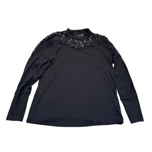Maurice’s black, long sleeve lace shoulders top size xl